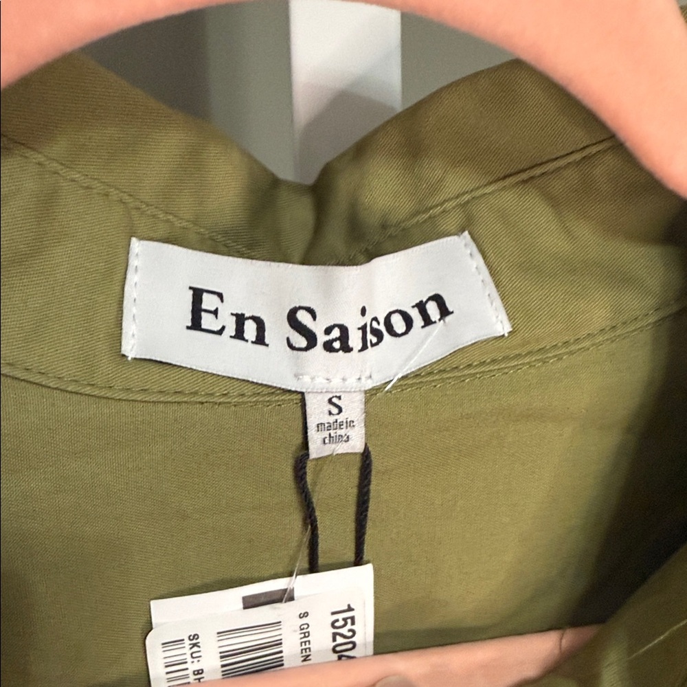 En Saison Hardin Olive Green Shirt Dress Small NWT Cotton Button Front Chic - Picture 8 of 13